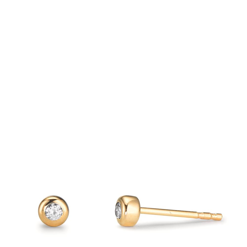 Orecchini a bottone Oro giallo 375/9K Zirconia 2 pietra Ø3.5 mm
