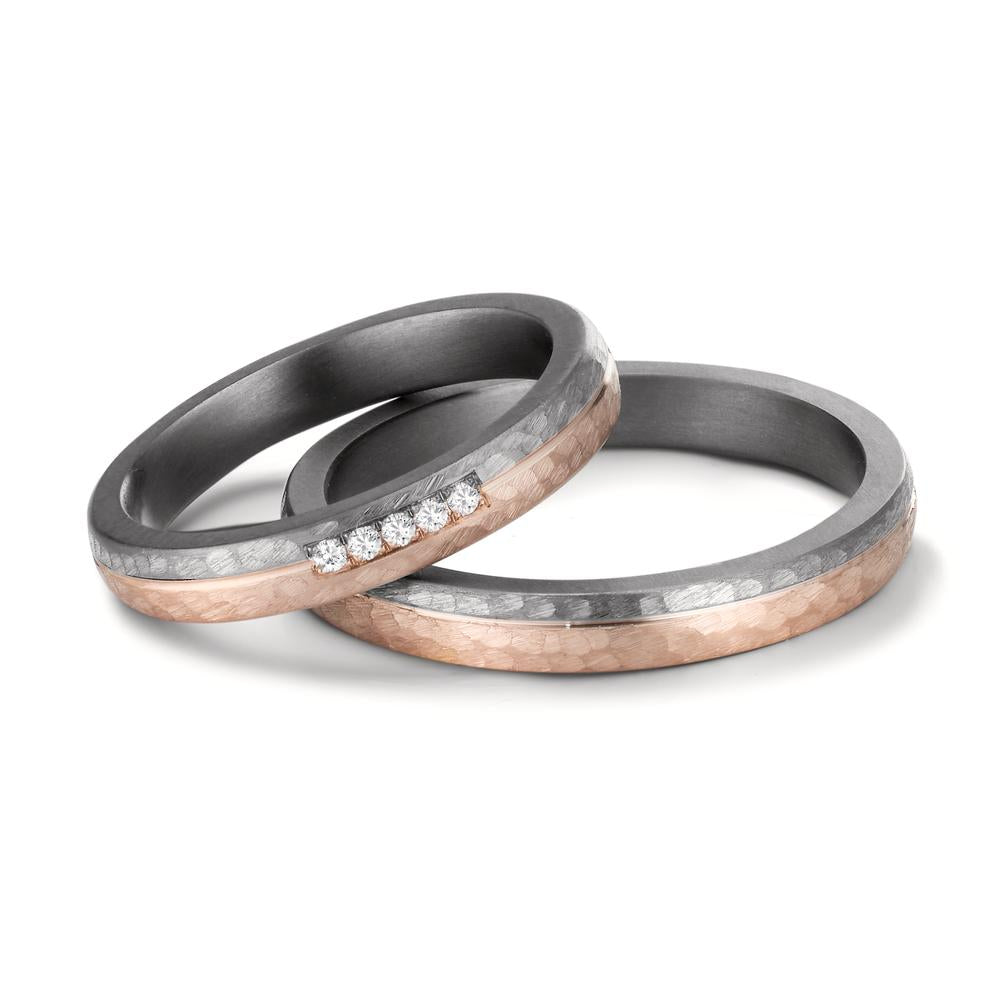 Anello del partner 999 Tantalio, Oro rosa 585/14 kt Diamante 0.035 ct, w-si
