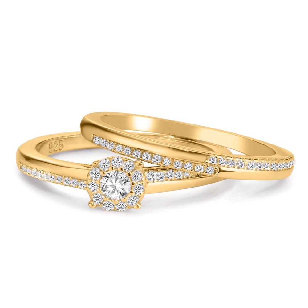Anello Argento Zirconia dorato