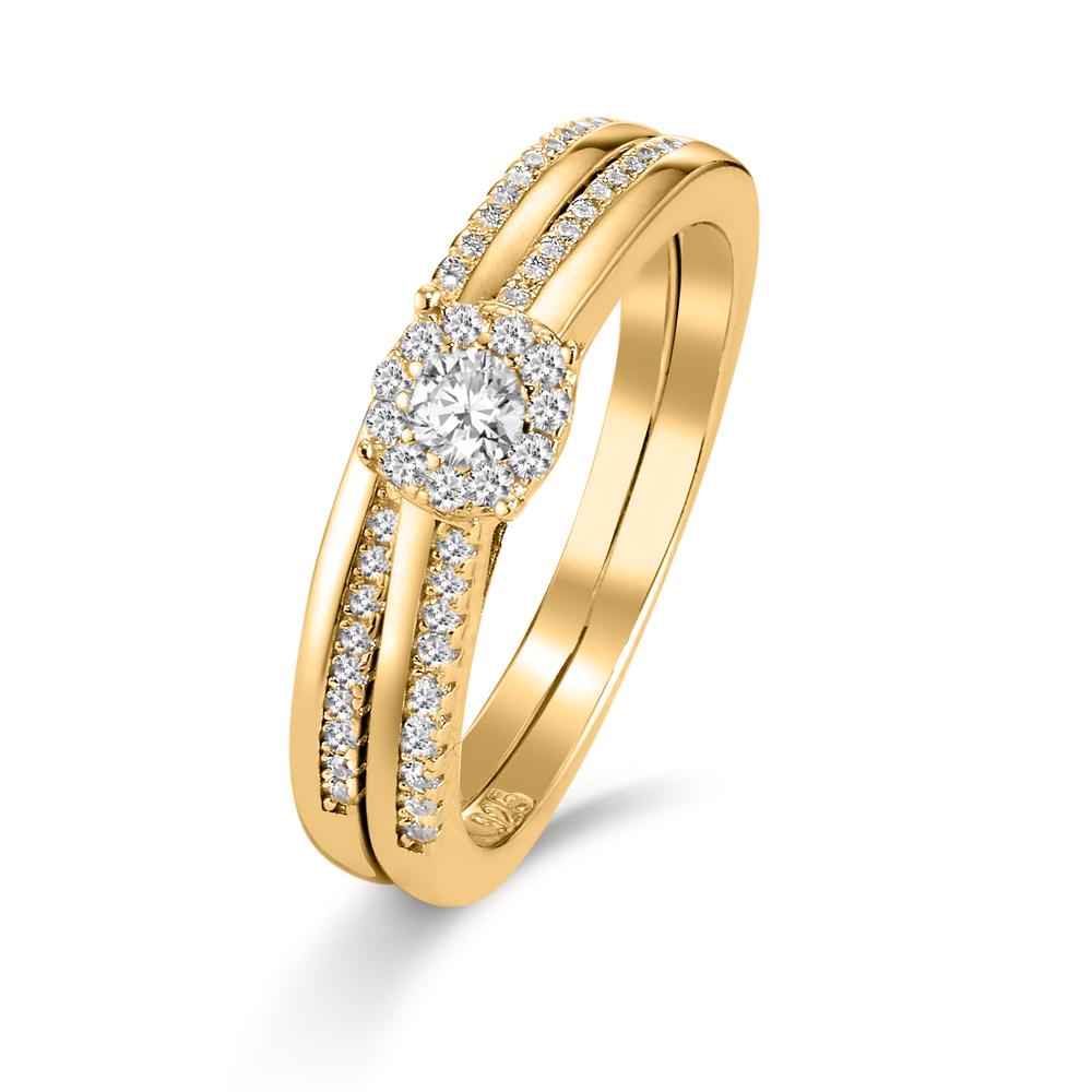 Anello Argento Zirconia dorato