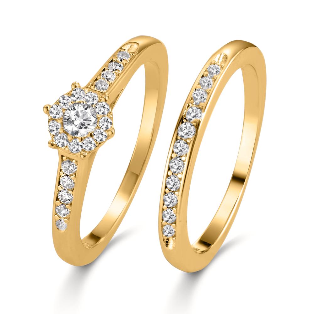 Anello Argento Zirconia dorato