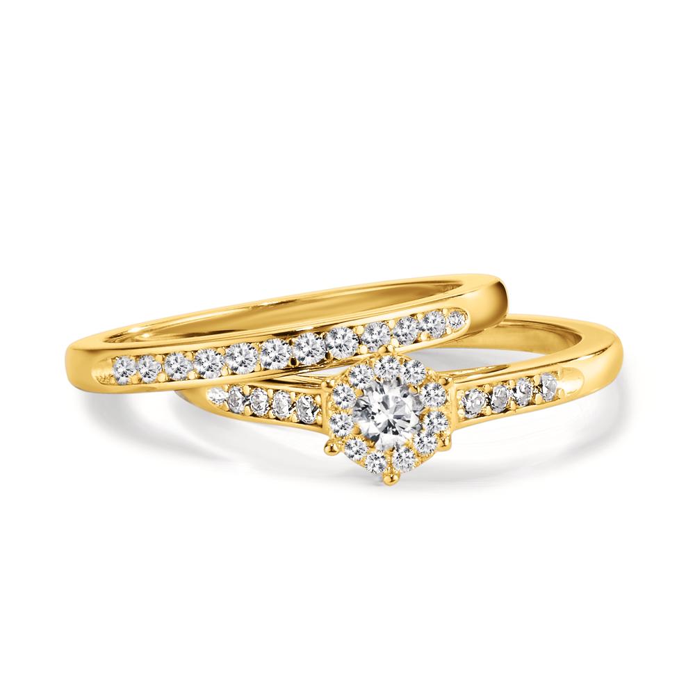 Anello Argento Zirconia dorato