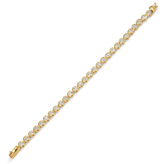 Bracciale Argento Zirconia 28 pietra dorato 17 cm