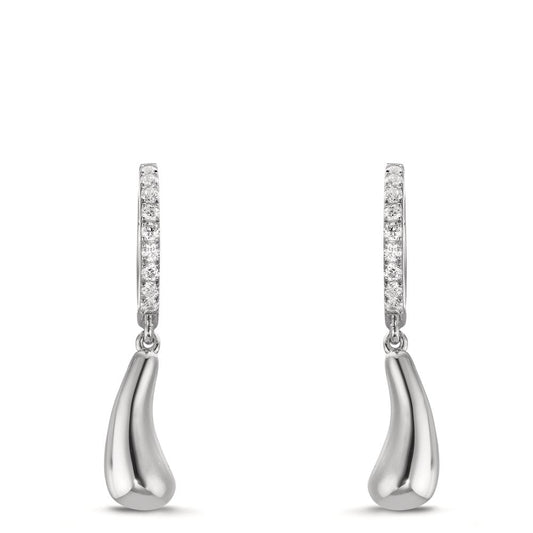 Orecchini circolari Argento Zirconia 18 pietra rodiato