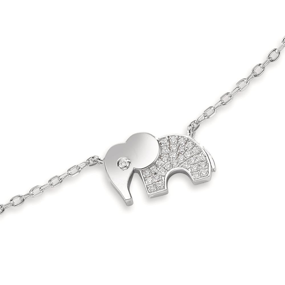 Bracciale Argento Zirconia rodiato Elefante 16-18 cm