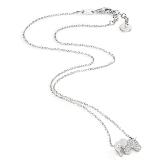 Collana Argento Zirconia rodiato Elefante 40-43 cm