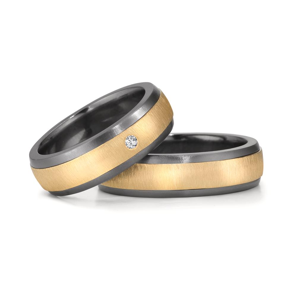 Anello del partner 999 Tantalio, Oro giallo 585/14 kt Diamante 0.03 ct, w-si