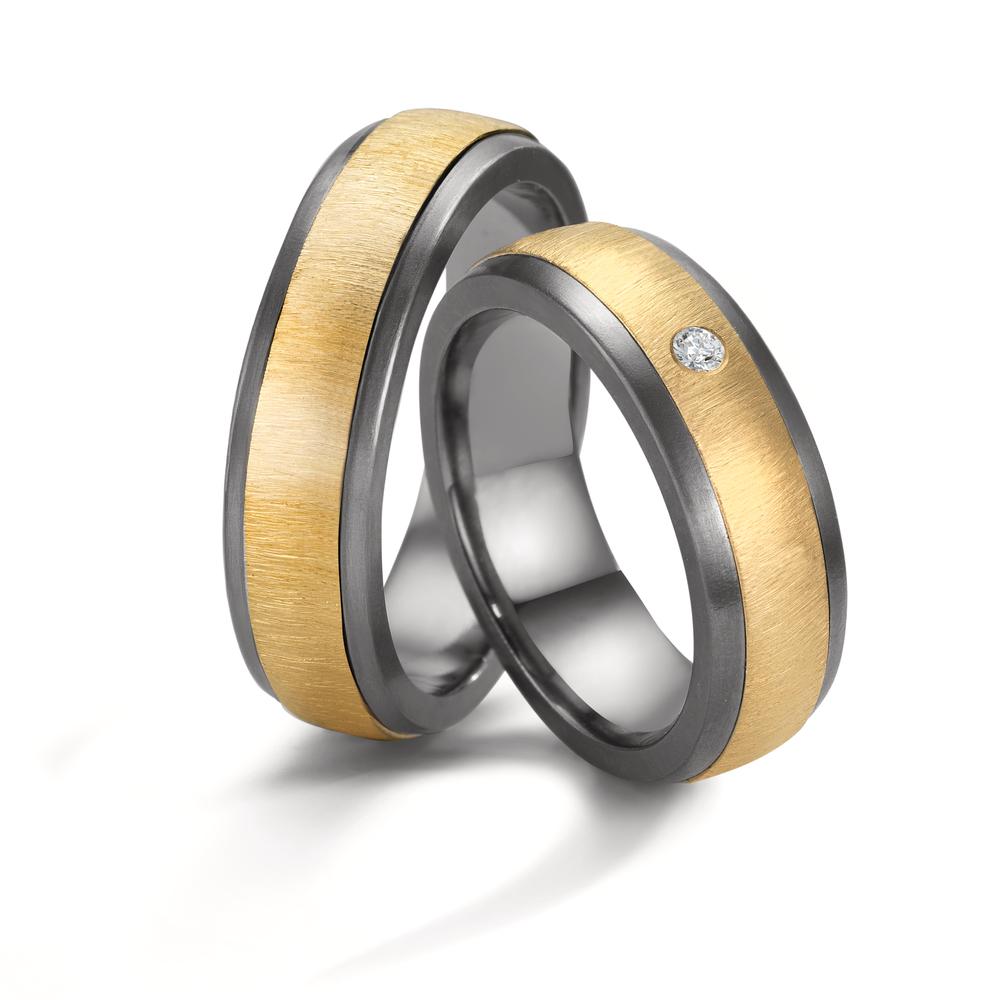 Anello del partner 999 Tantalio, Oro giallo 585/14 kt Diamante 0.03 ct, w-si