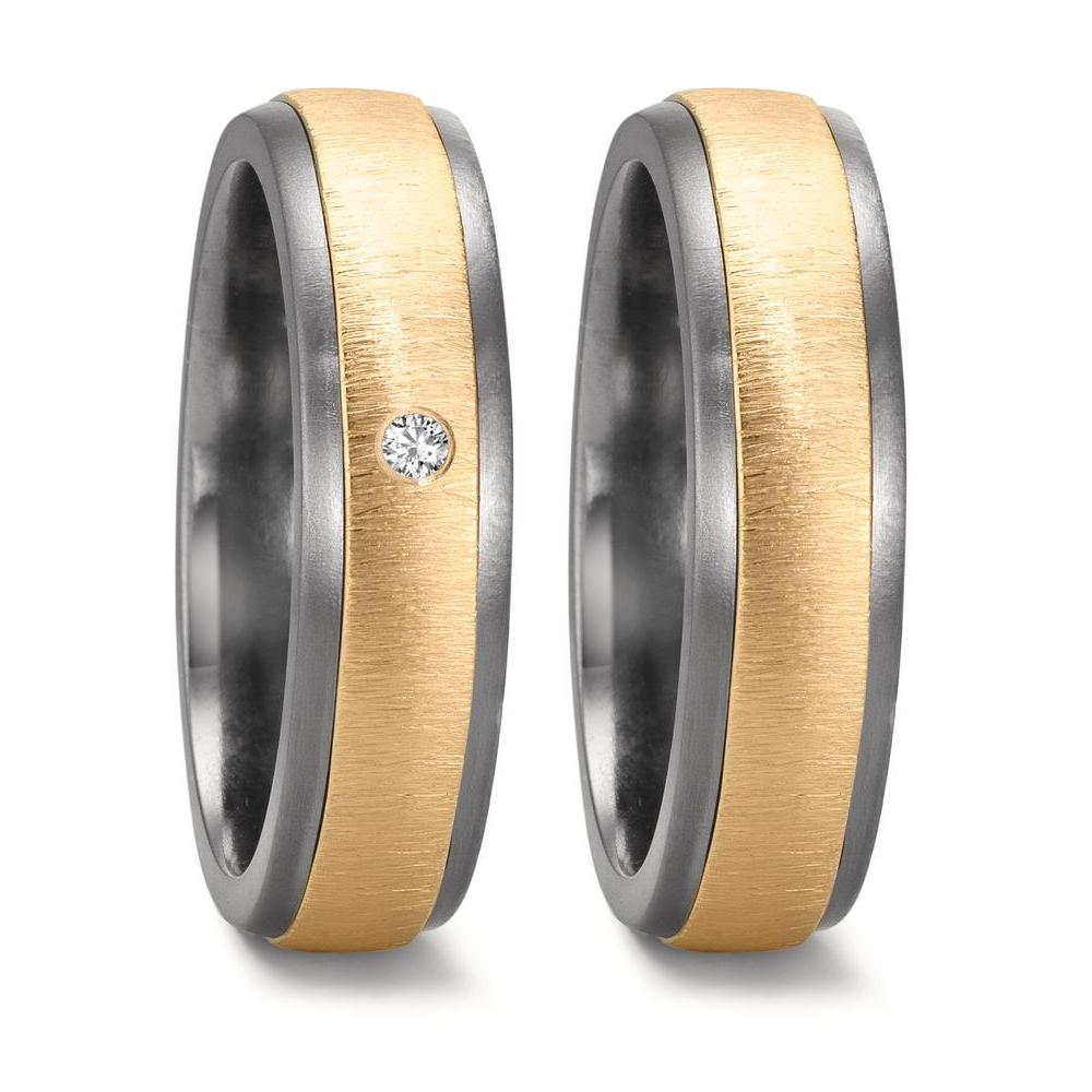 Anello del partner 999 Tantalio, Oro giallo 585/14 kt Diamante 0.03 ct, w-si