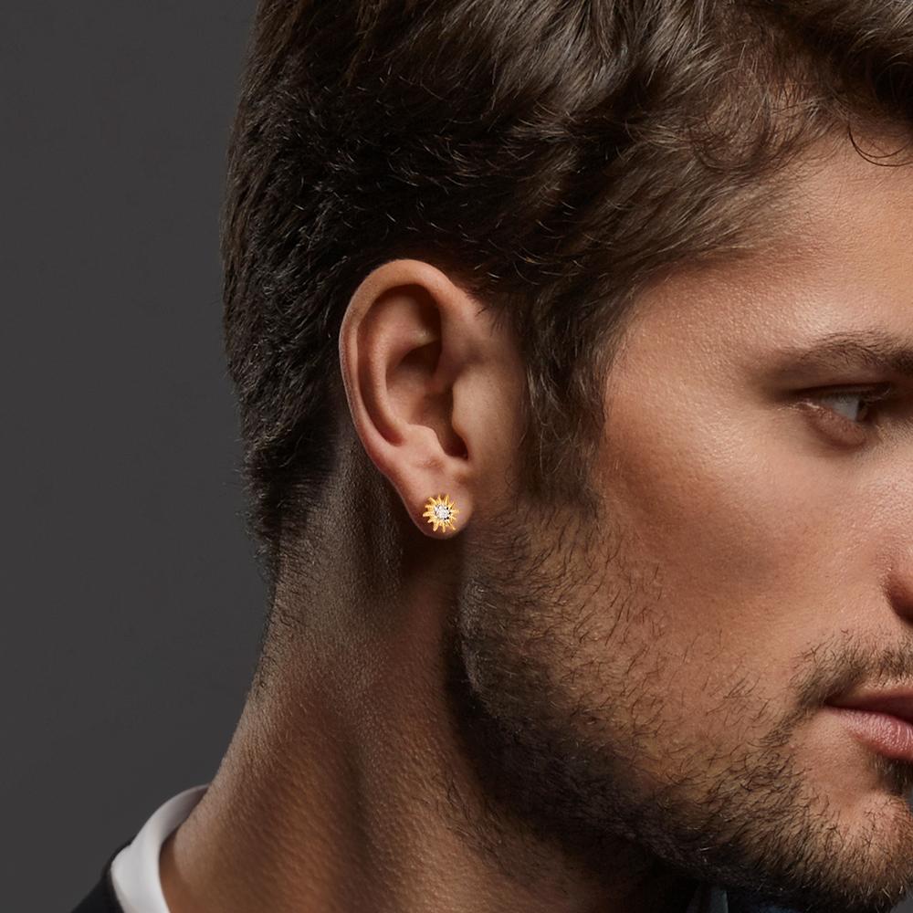 Orecchini a bottone 1 pz Oro giallo 375/9K bicolore Stella alpina Ø7 mm