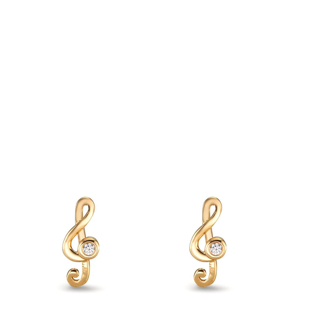 Orecchini a bottone Argento Zirconia 2 pietra giallo dorato Clef