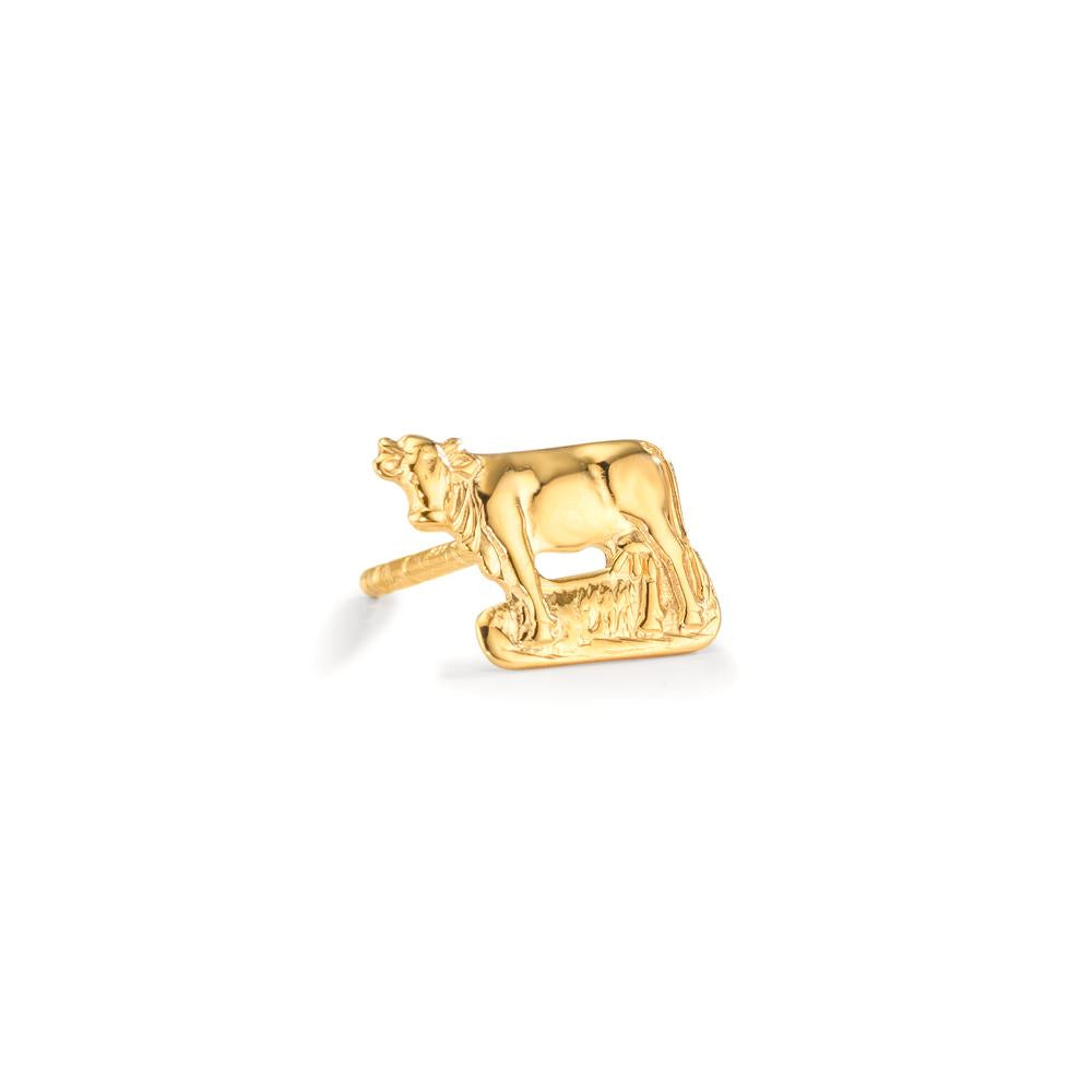 Orecchini a bottone 1 pz Argento giallo dorato Mucca