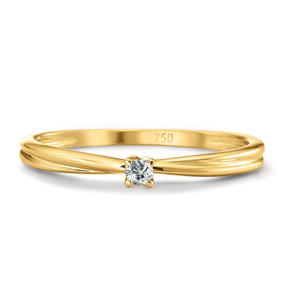 Anello solitario Oro giallo 750/18 carati Diamante 0.03 ct, w-si