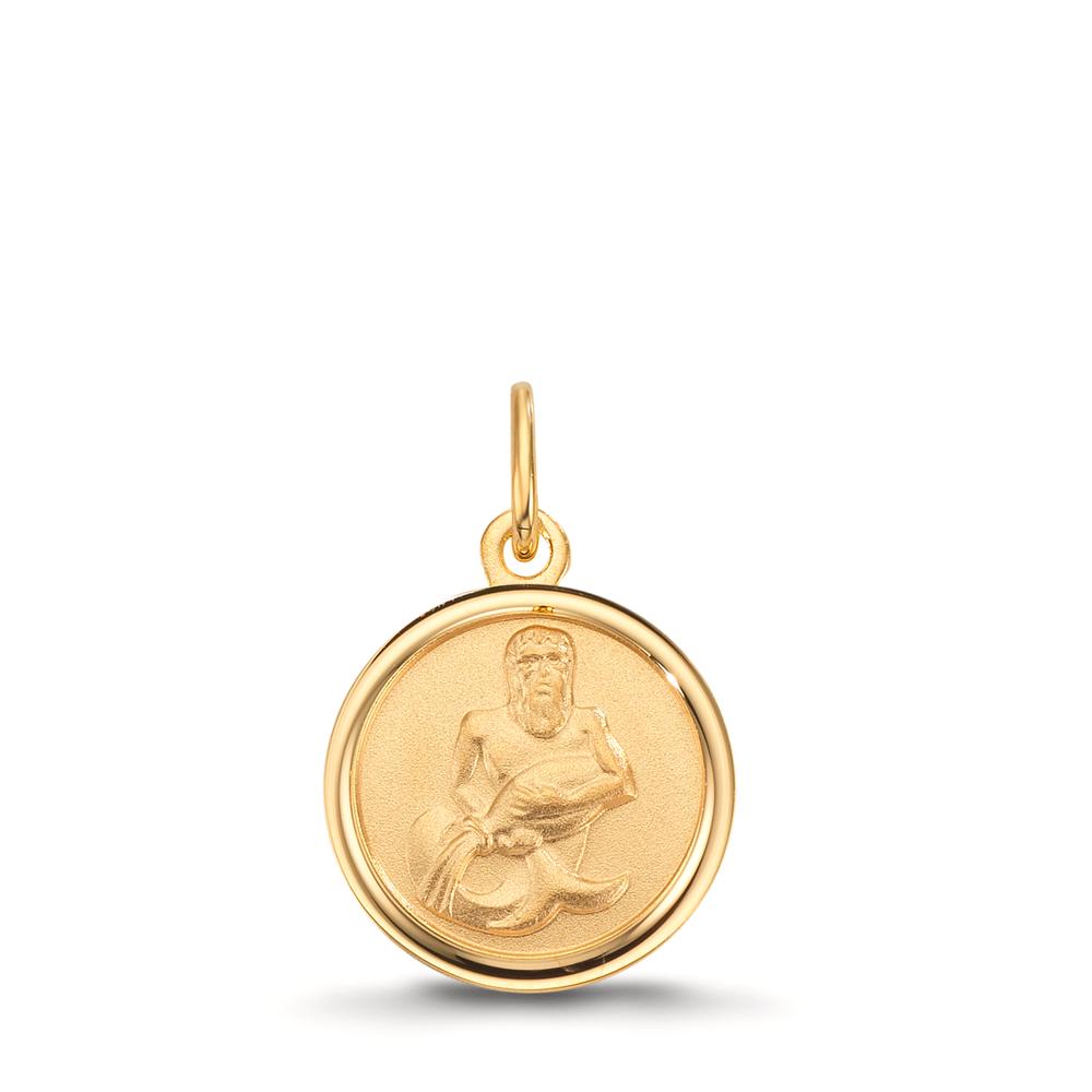Ciondolo incisione Oro giallo 375/9K Segno zodiacale Acquario Ø12 mm