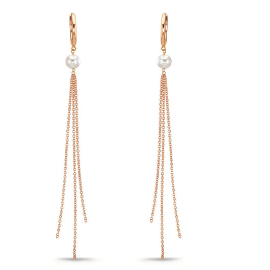 Orecchini circolari Oro rosso 750/18 carati Perla coltivata d'acqua dolce, 2 Perla