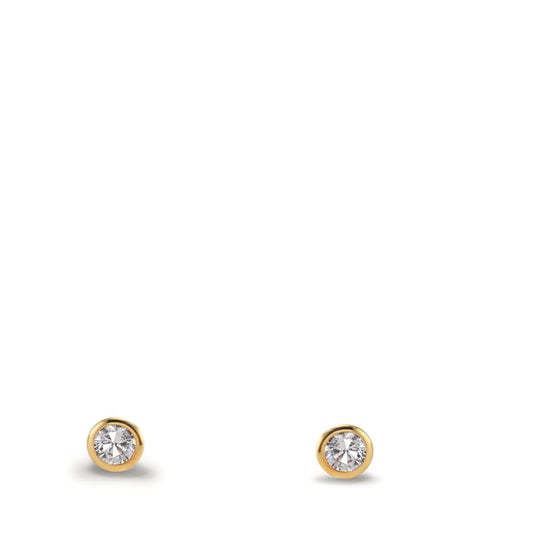 Orecchini a bottone Oro giallo 375/9K Zirconia 2 pietra Ø2.9 mm
