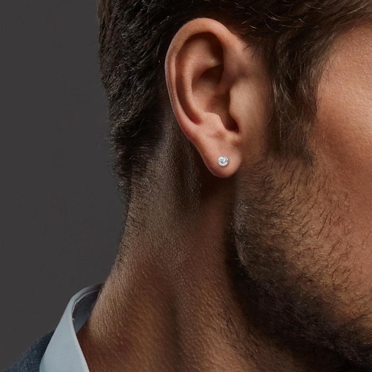 Orecchini a bottone Oro bianco 375/9K Zirconia 2 pietra Ø3.2 mm