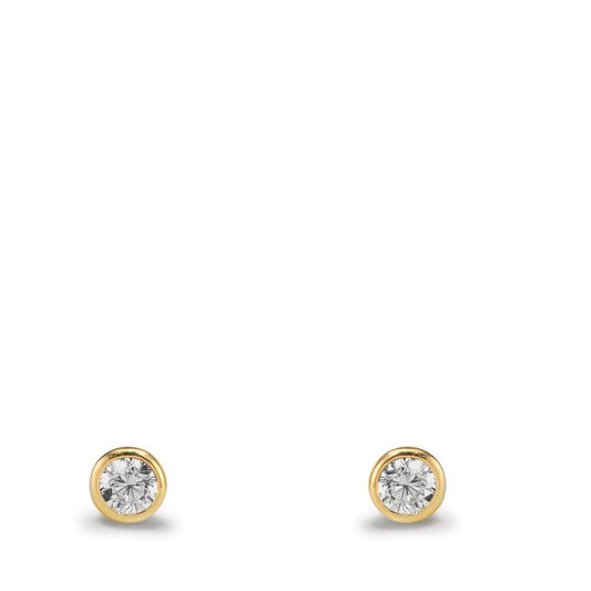 Orecchini a bottone Oro giallo 375/9K Zirconia 2 pietra Ø3.5 mm