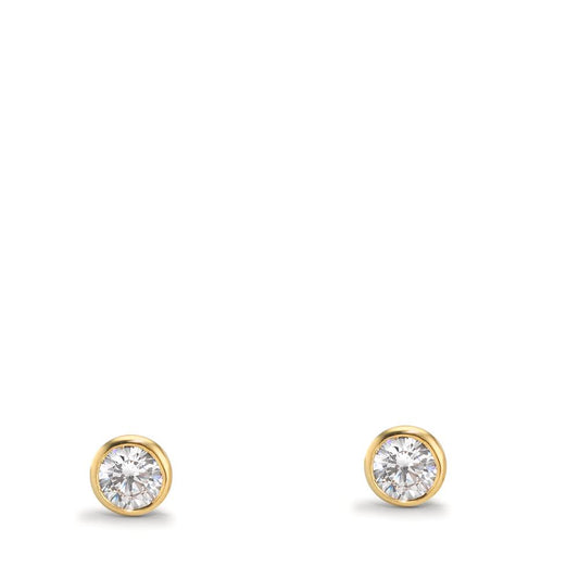 Orecchini a bottone Oro giallo 375/9K Zirconia 2 pietra Ø3.8 mm