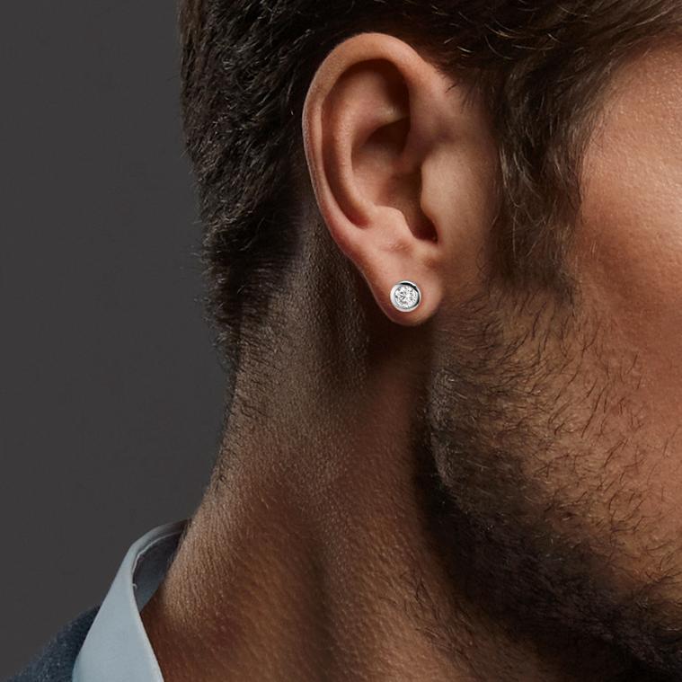 Orecchini a bottone Oro bianco 375/9K Zirconia 2 pietra Ø5 mm