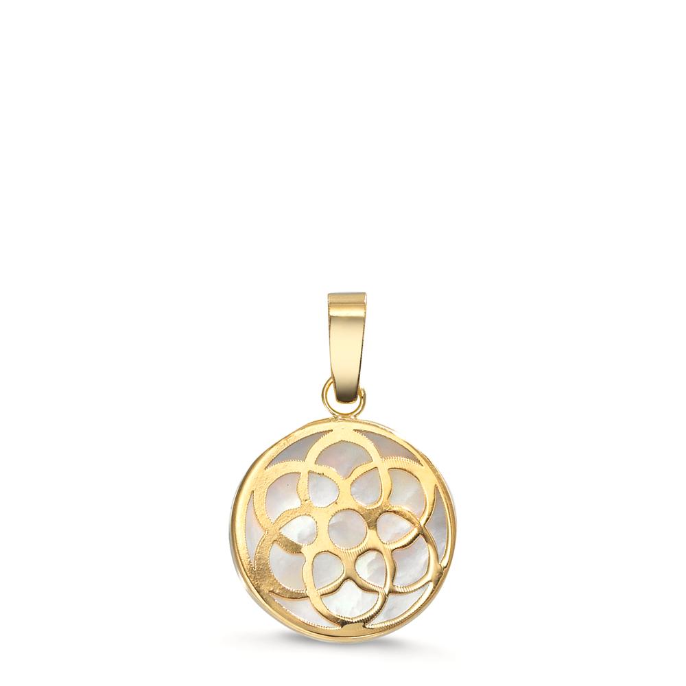 Ciondolo Oro giallo 750/18 carati Madreperla Fiore della vita Ø10 mm