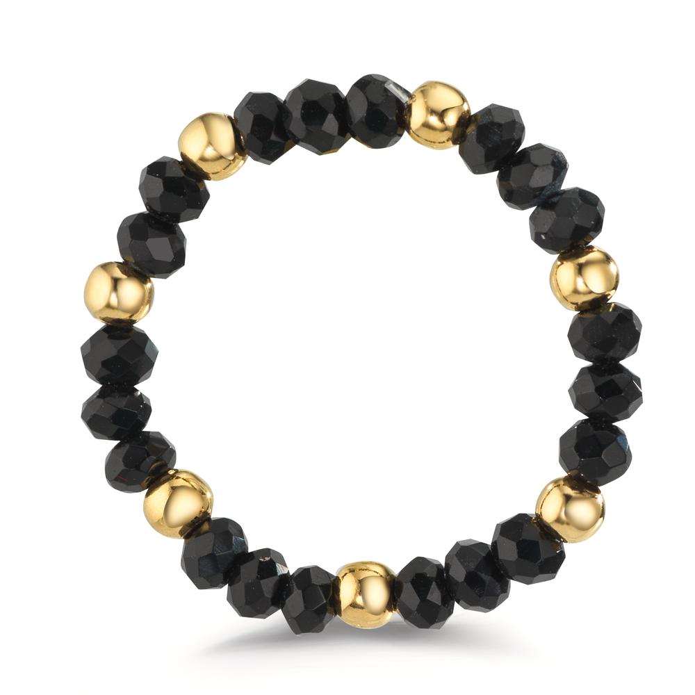 Anello Acciaio inossidabile Cristallo nero, 3 mm giallo rivestimento IP