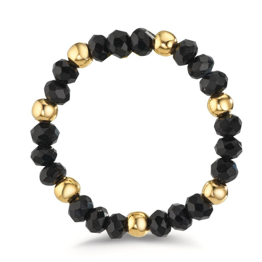 Anello Acciaio inossidabile Cristallo nero, 3 mm giallo rivestimento IP