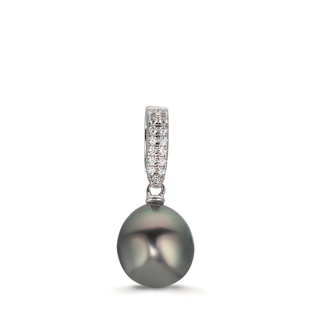 Ciondolo Argento Zirconia 20 pietra rodiato Perla di Tahiti 10-11 mm