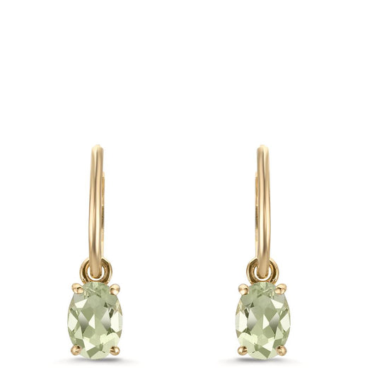 Orecchini a cerchio con pendente Oro giallo 375/9K Ametista verde, 2 pietra