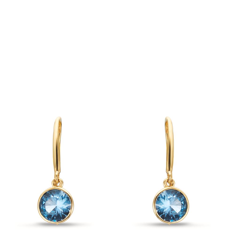 Orecchini Oro giallo 375/9K Zirconia Azzurro, 2 pietra
