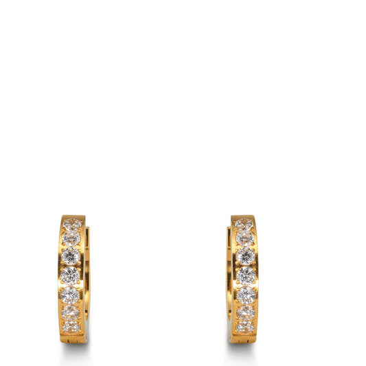 Orecchini circolari Acciaio inossidabile Zirconia bianco, 14 pietra giallo rivestimento IP
