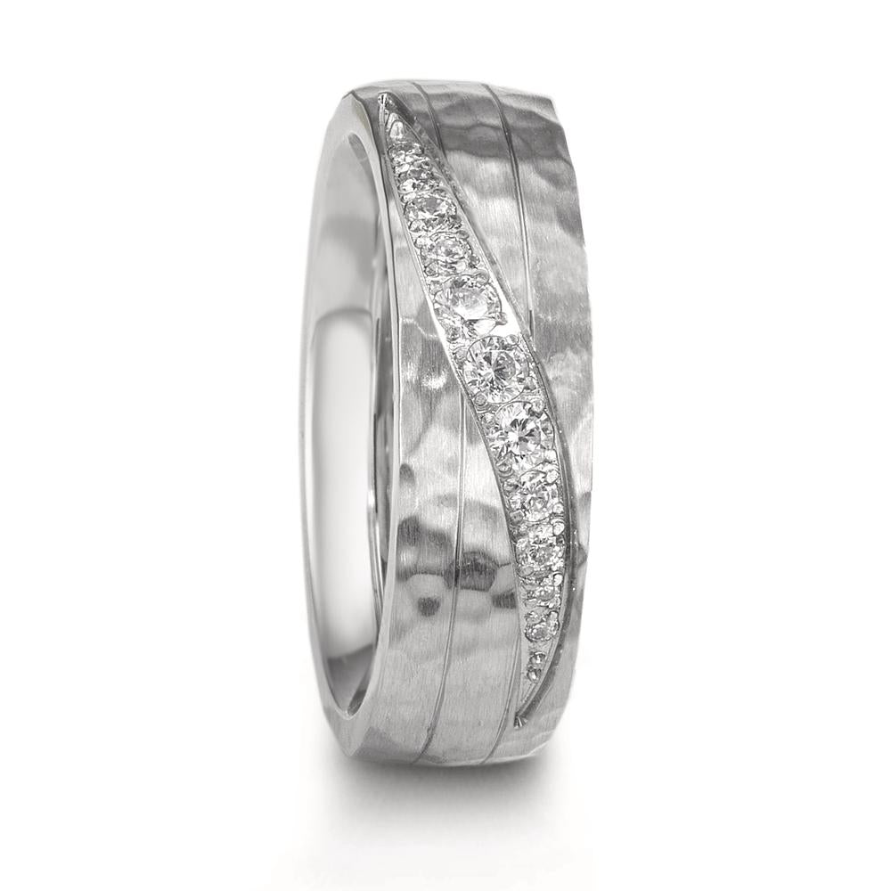 Anello del partner Acciaio inossidabile Zirconia bianco, 11 pietra
