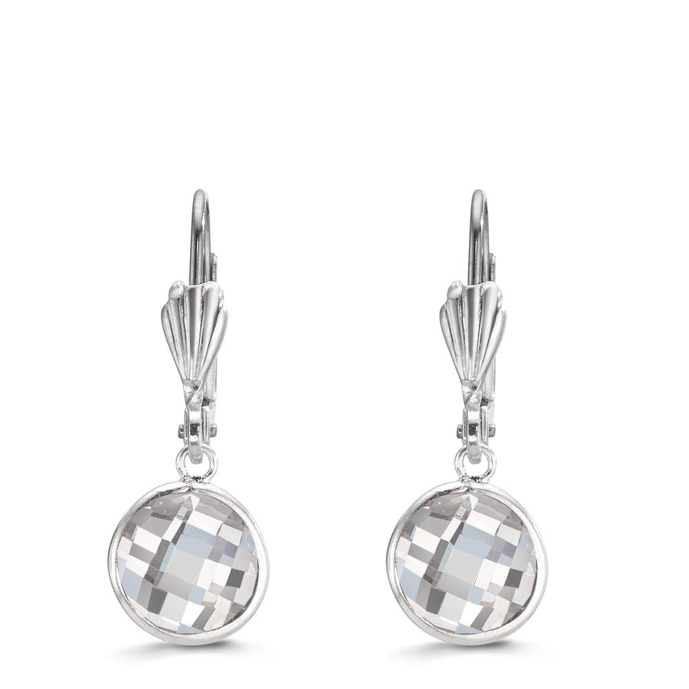 Orecchini Anti allergico Zirconia bianco, 2 pietra, 8 mm