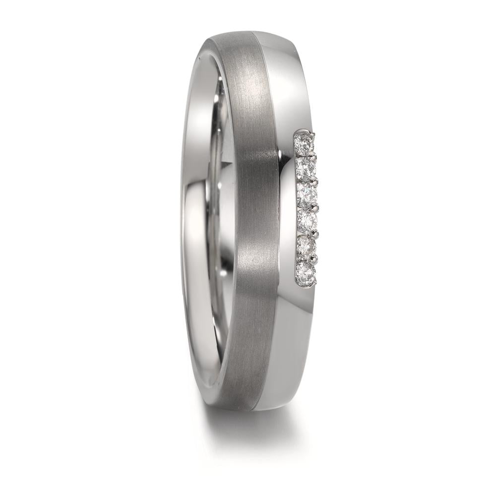 Anello del partner Acciaio inossidabile, Titanio Diamante 0.09 ct, 5 pietra, w-si
