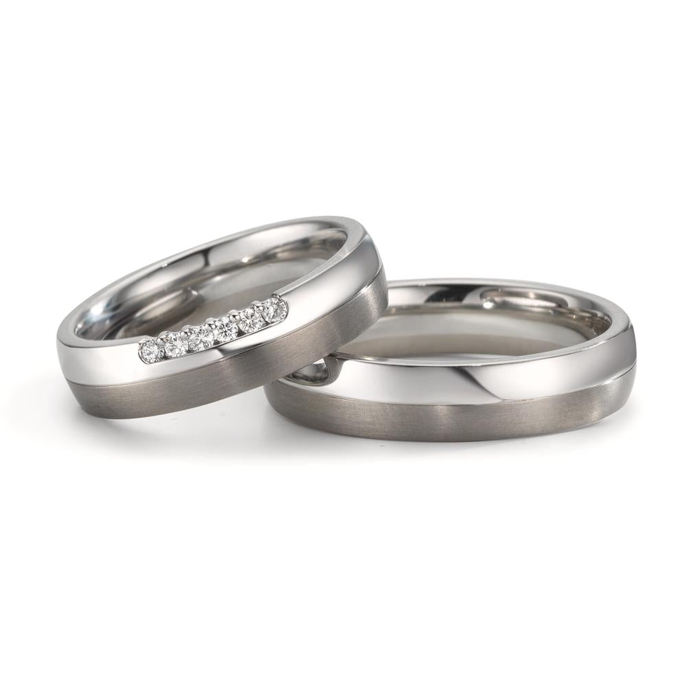 Anello del partner Acciaio inossidabile, Titanio Diamante 0.09 ct, 5 pietra, w-si