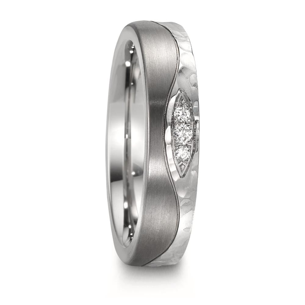 Anello del partner Acciaio inossidabile, Titanio Diamante 0.045 ct, 3 pietra, w-si
