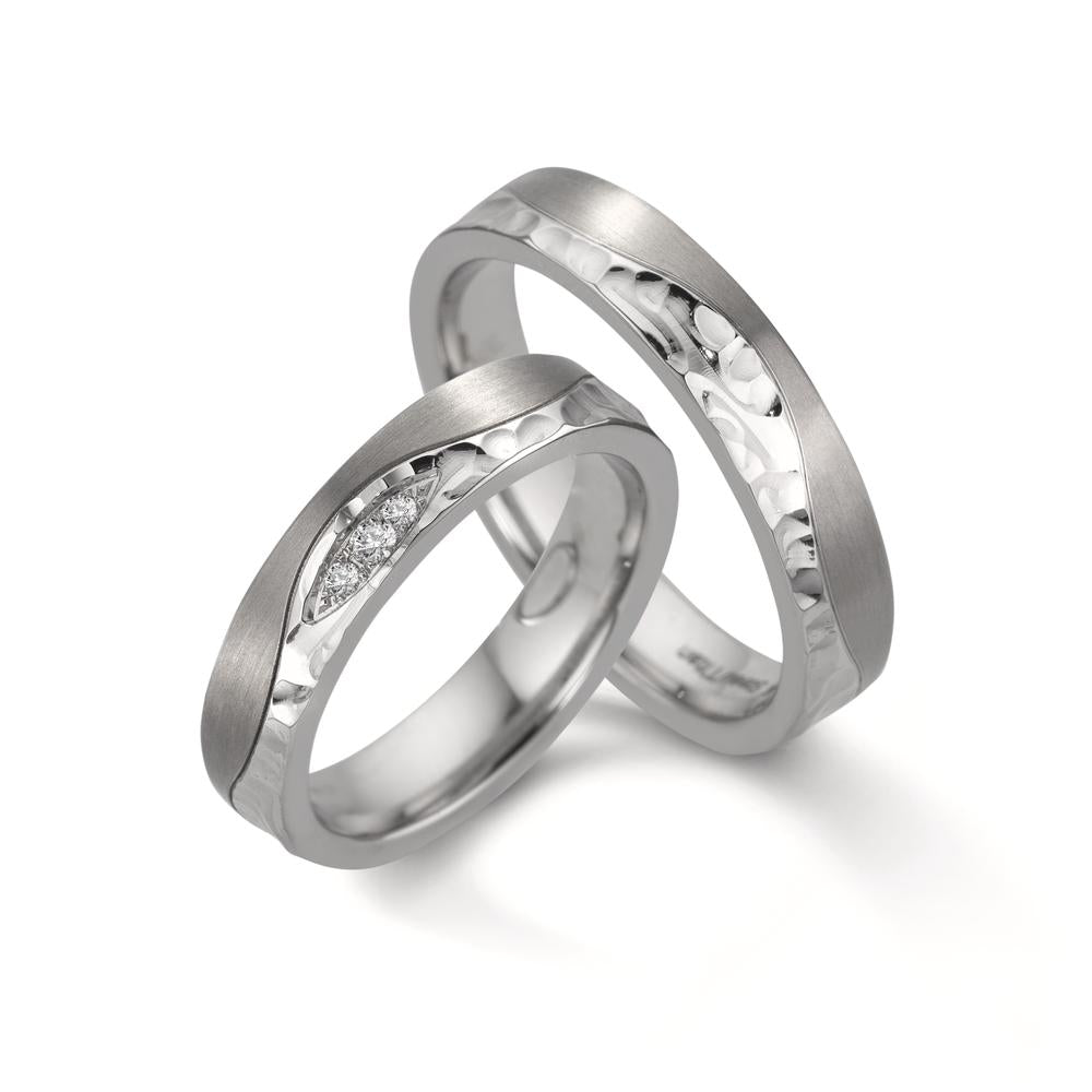 Anello del partner Acciaio inossidabile, Titanio Diamante 0.045 ct, 3 pietra, w-si