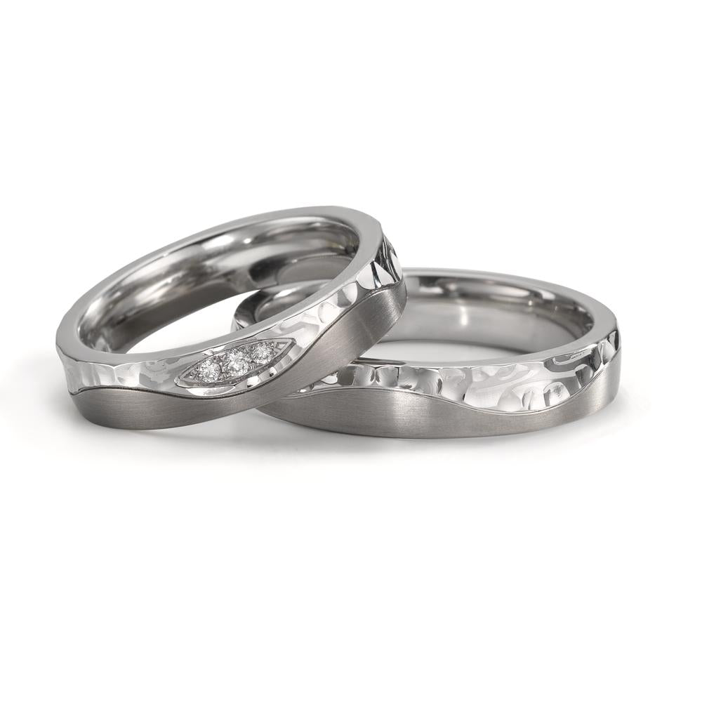 Anello del partner Acciaio inossidabile, Titanio Diamante 0.045 ct, 3 pietra, w-si