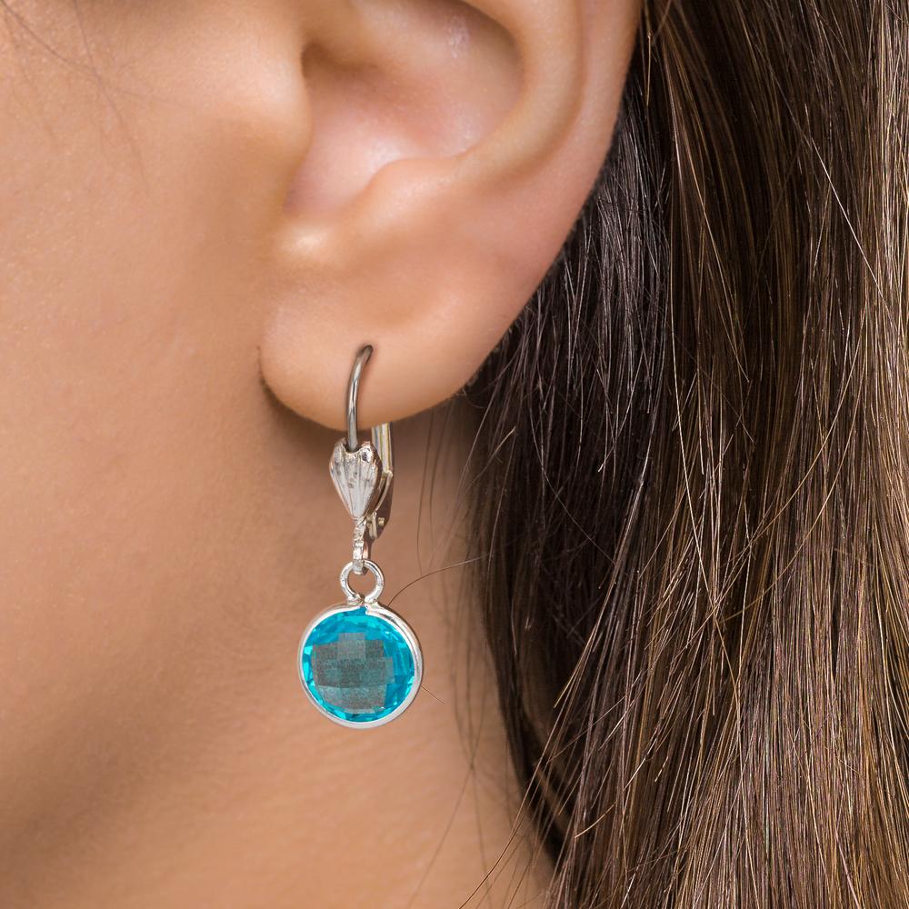 Orecchini Anti allergico Zirconia acqua, 2 pietra, 8 mm