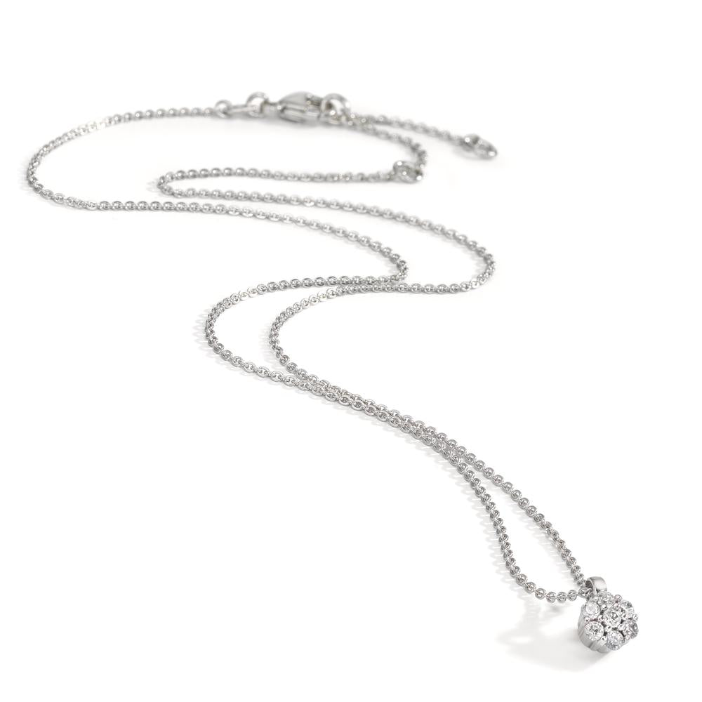 Collana Argento Zirconia 7 pietra rodiato Fiore 38 cm