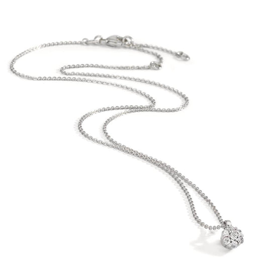 Collana Argento Zirconia 7 pietra rodiato Fiore 38 cm