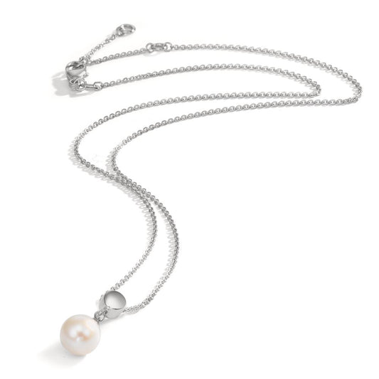 Collana Argento rodiato Perla coltivata d'acqua dolce 7.5-8 mm 38-42 cm