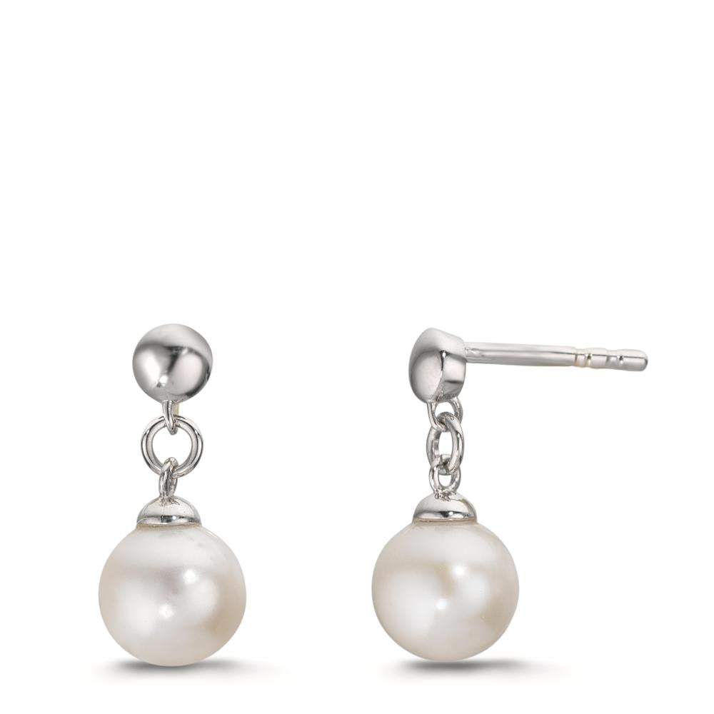 Orecchini Argento rodiato Perla coltivata d'acqua dolce, 2 Perla, 6.5 mm
