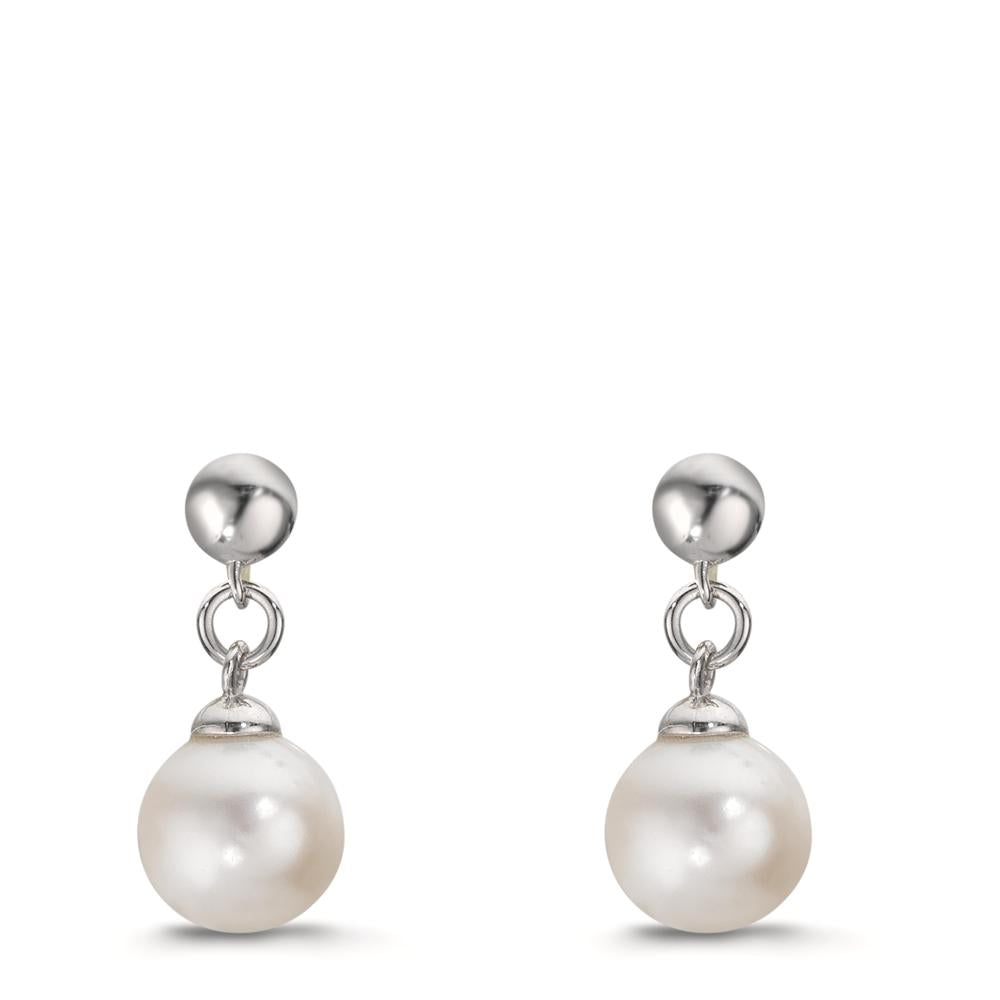 Orecchini Argento rodiato Perla coltivata d'acqua dolce, 2 Perla, 6.5 mm