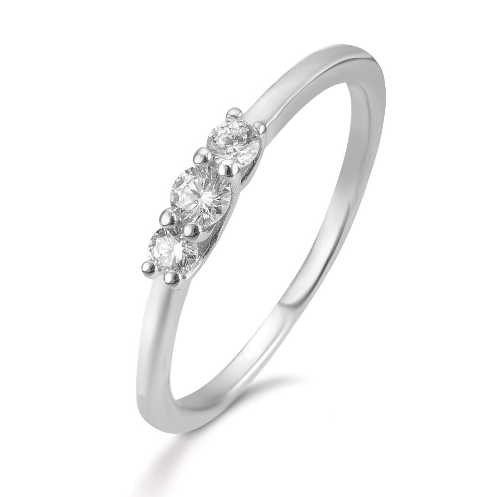 Anello Argento Zirconia 3 pietra rodiato