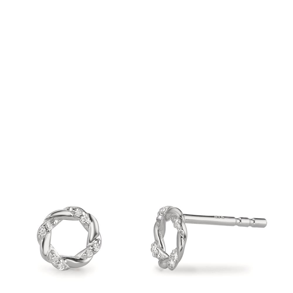 Orecchini a bottone Argento Zirconia 16 pietra rodiato Ø6.5 mm
