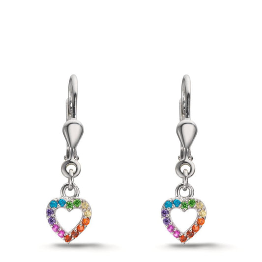 Orecchini Argento Zirconia color arcobaleno rodiato Cuore