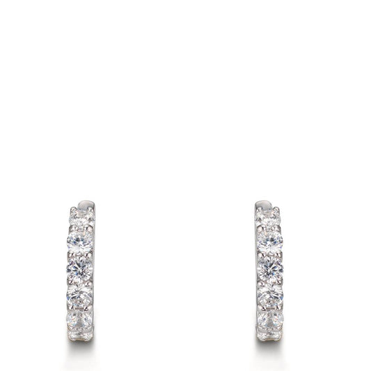Orecchini circolari Argento Zirconia 16 pietra rodiato