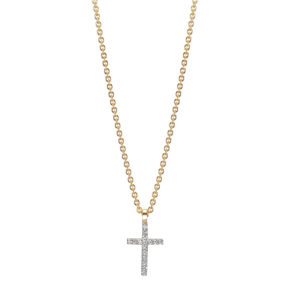 Collana Oro giallo 375/9K Zirconia 16 pietra Croce 38-42 cm