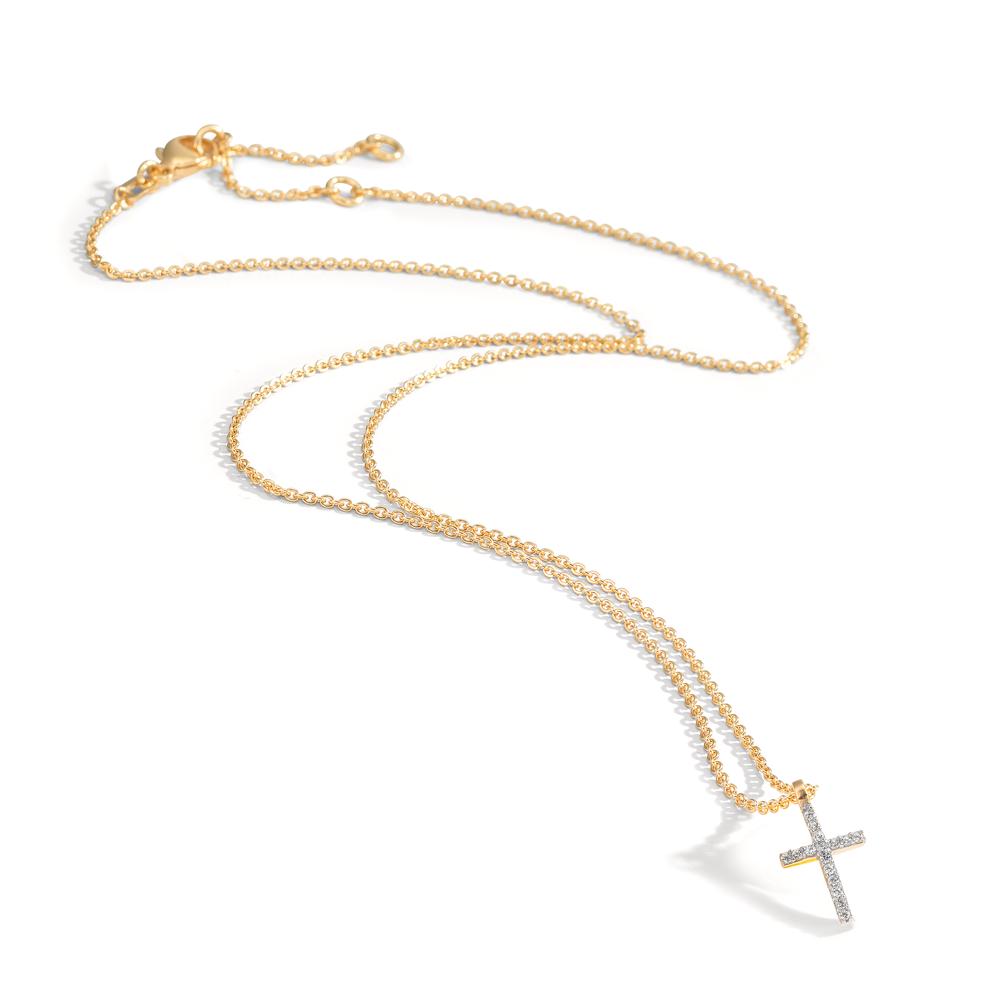 Collana Oro giallo 375/9K Zirconia 16 pietra Croce 38-42 cm